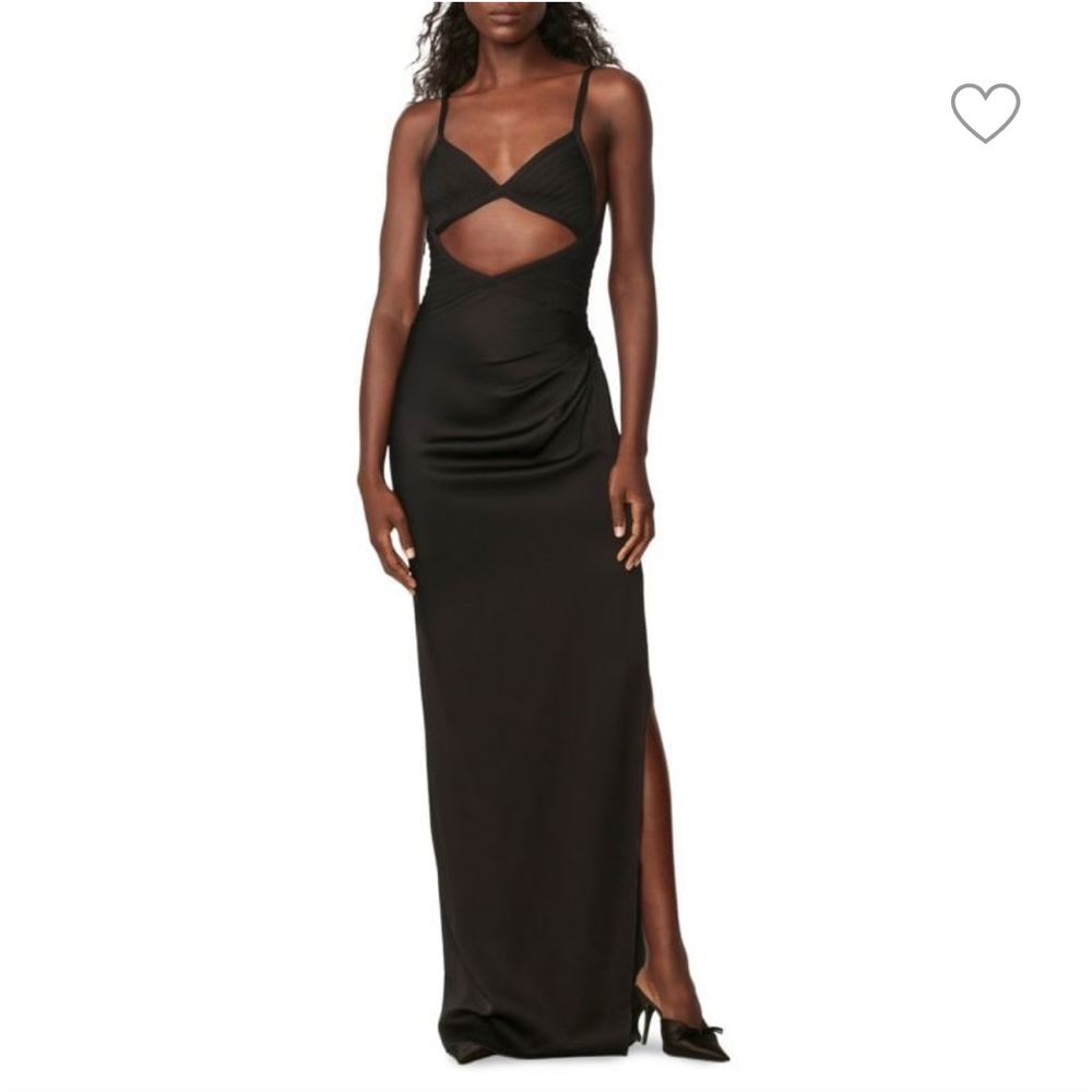Hervé Léger x Law Roach Draped Cutout Silk Column Gown in Black